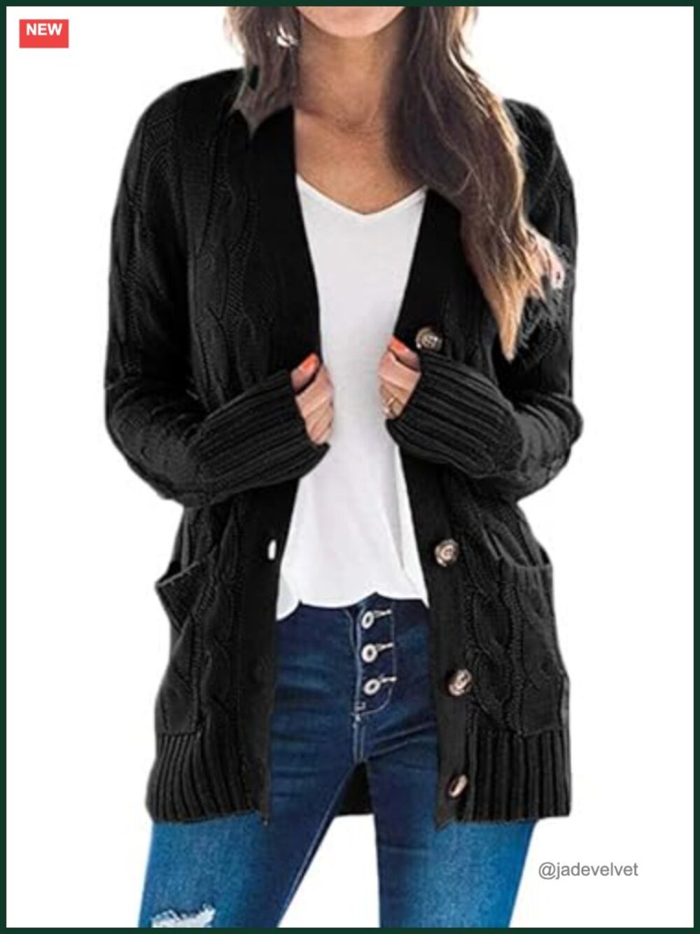 Women's Chunky Cable Knit Button Down Cardigan Sweater Long Sleeve